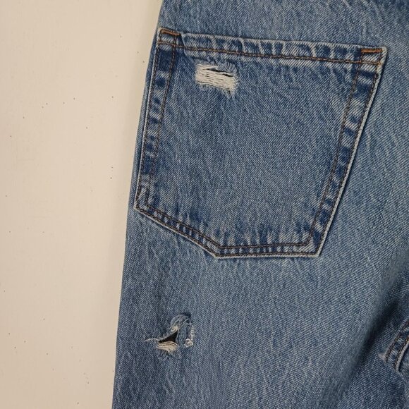 Aeropostale Womens Mom Jean Distressed Denim Blue Size 6 Thrashed Front - Picture 6 of 12